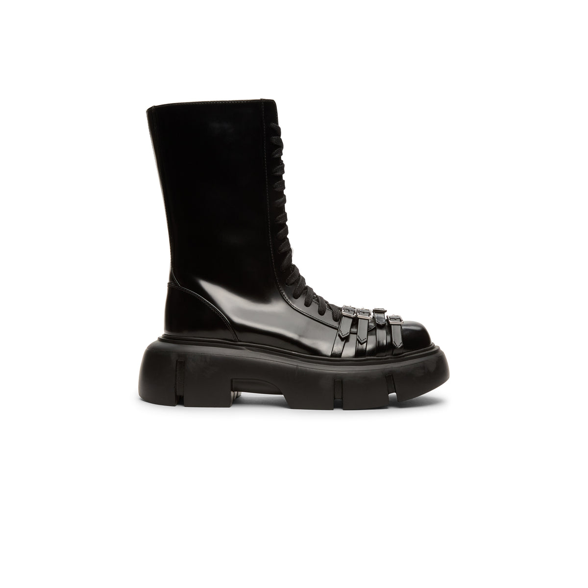 Simone Rocha Platform Buckle Combat Boot (Black)
