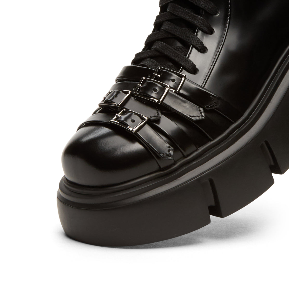Simone Rocha Platform Buckle Combat Boot (Black)