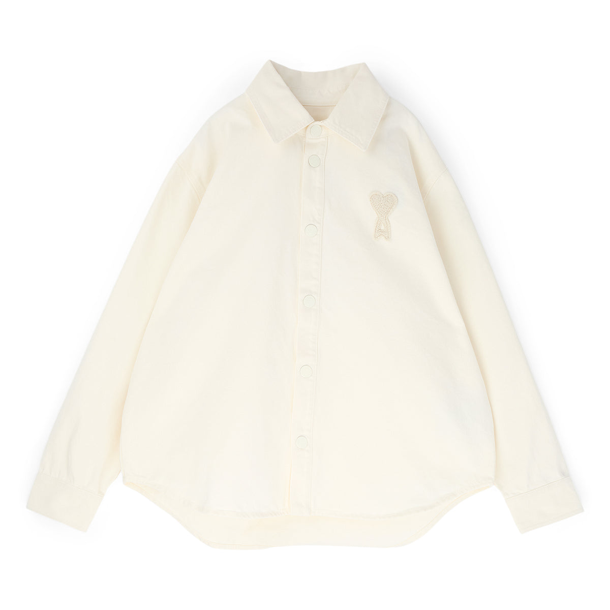 AMI Paris Overshirt With Knitted AMI De Couer (Blanc creme)