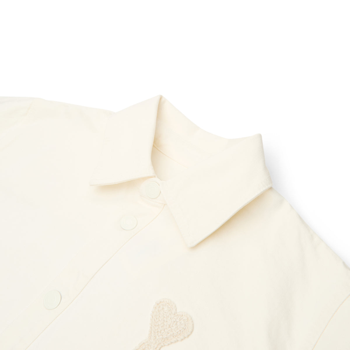 AMI Paris Overshirt With Knitted AMI De Couer (Blanc creme)