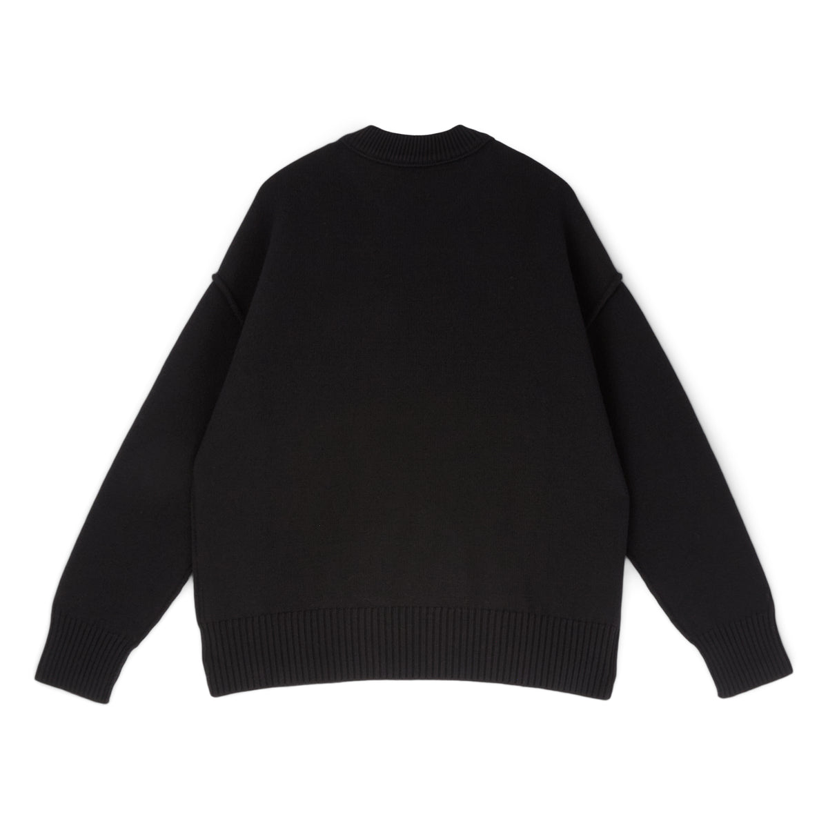 AMI Paris Crewneck Sweater With Contrasted AMI De Couer (Noir/Rouge)