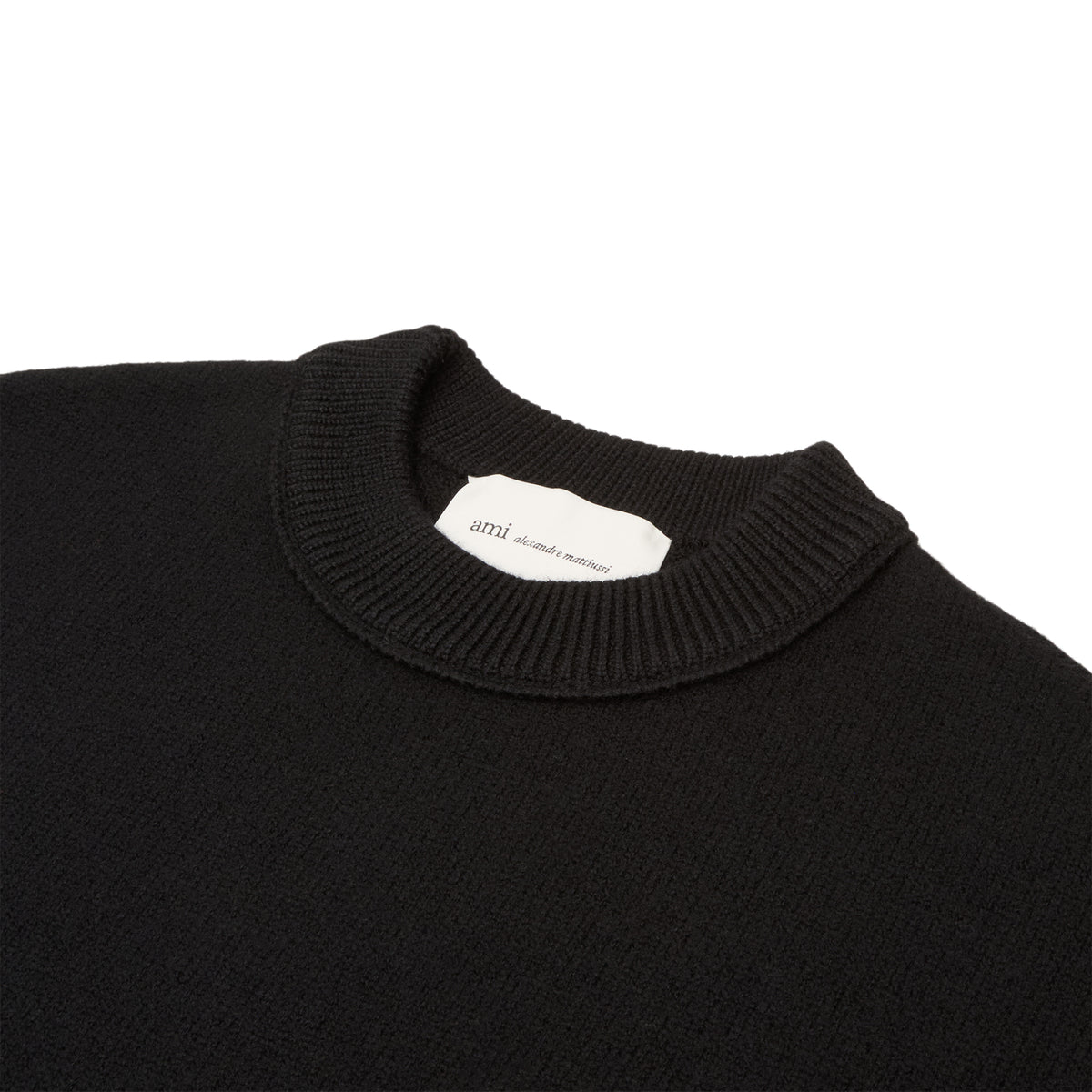 AMI Paris Crewneck Sweater With Contrasted AMI De Couer (Noir/Rouge)