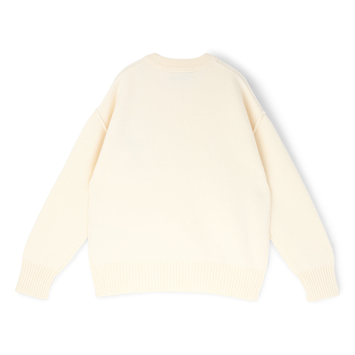 AMI Paris Crewneck Sweater With Contrasted AMI De Couer (Ecru/Rouge)
