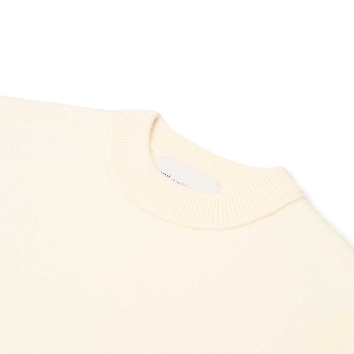 AMI Paris Crewneck Sweater With Contrasted AMI De Couer (Ecru/Rouge)