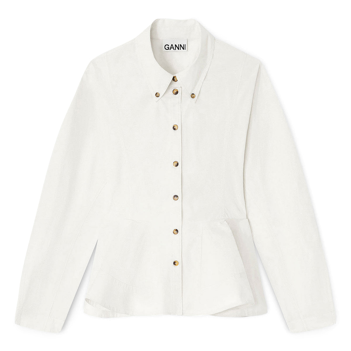 GANNI Peplum Shirt (Egret)